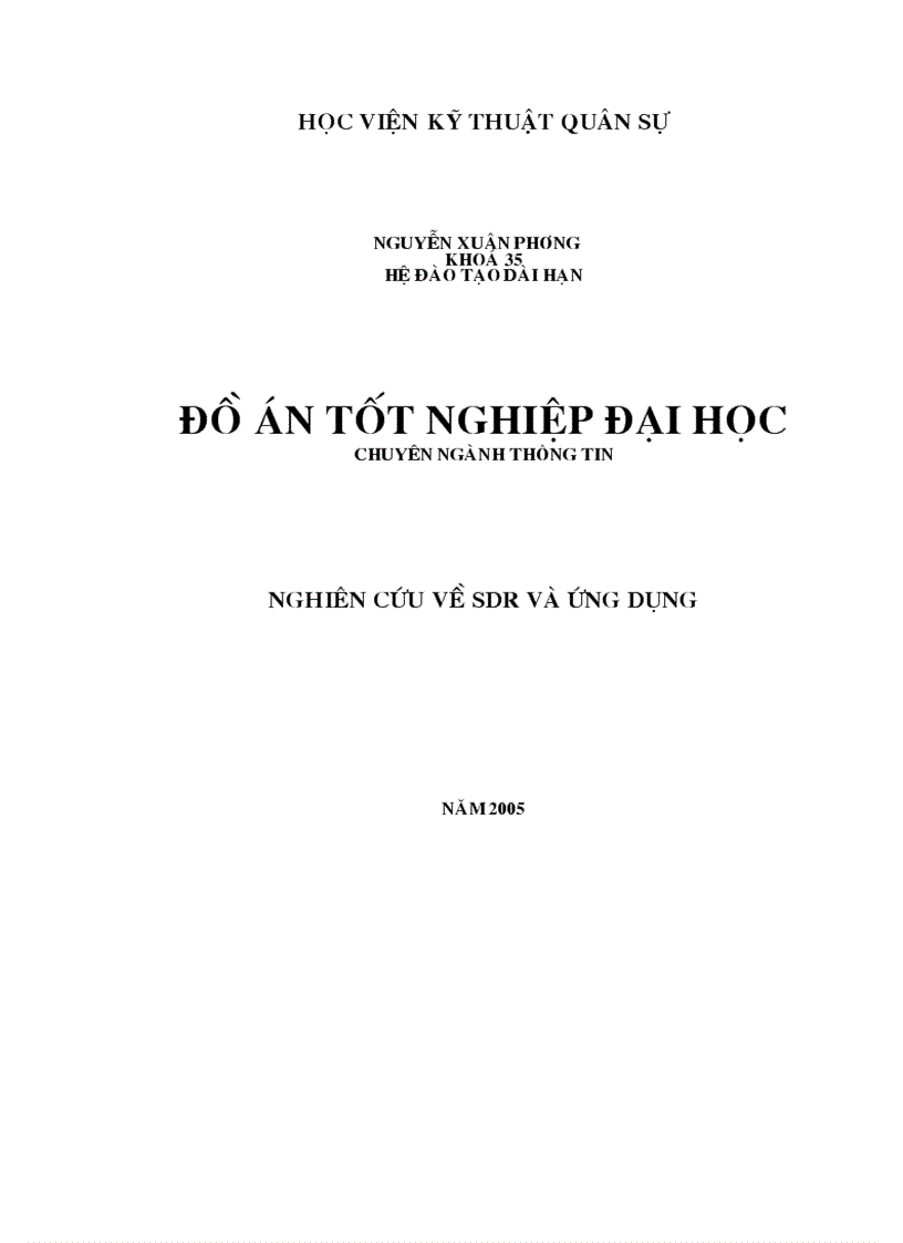 Đồ Án Tốt Nghiệp Nghiên cứu về sdr và ứng dụng