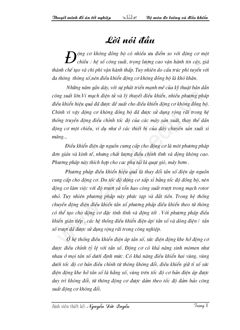 Nghiên cứu hệ thống điều khiển động cơ không đồng bộ ba pha dùng biến tần dựa theo nguyên tắc tựu từ thông roto