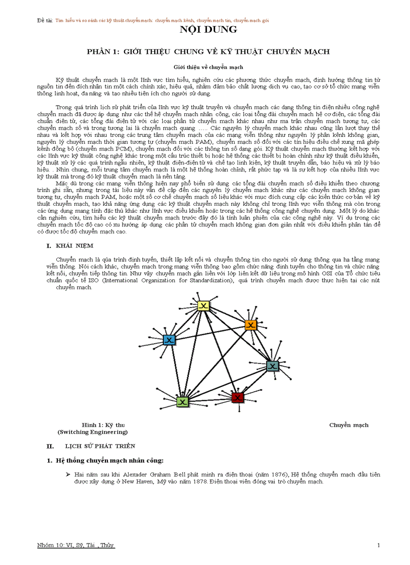Tìm hiểu và so sánh các kỹ thuật chuyển mạch chuyển mạch kênh chuyển mạch tin chuyển mạch gói