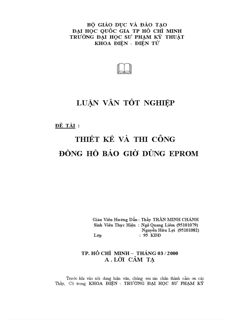 Thiết kế và thi công đồng hồ báo giờ dùng eprom