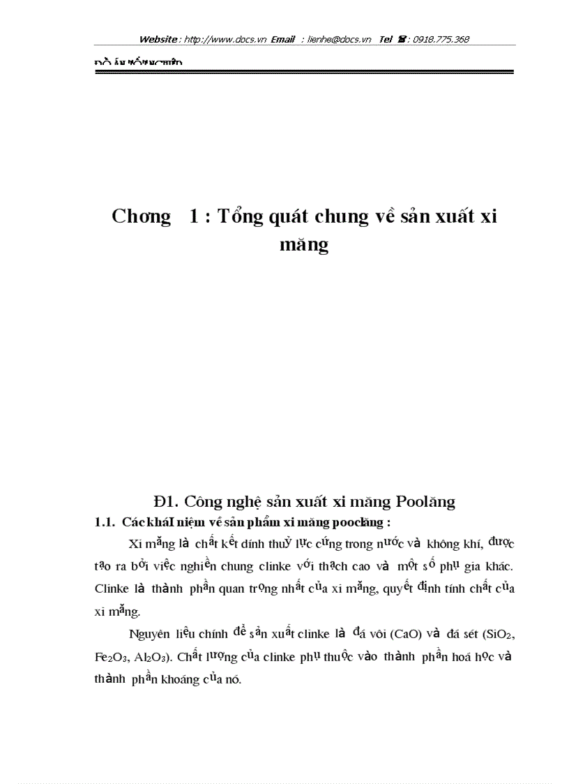 Công nghệ sản xuất xi măng Poolăng