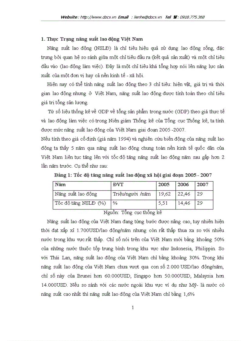 Thực trạng năng suất lao động của Việt Nam trong thời gian qua