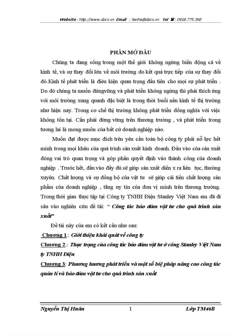 Công tác bảo đảm vật tư cho quá trình sản xuất