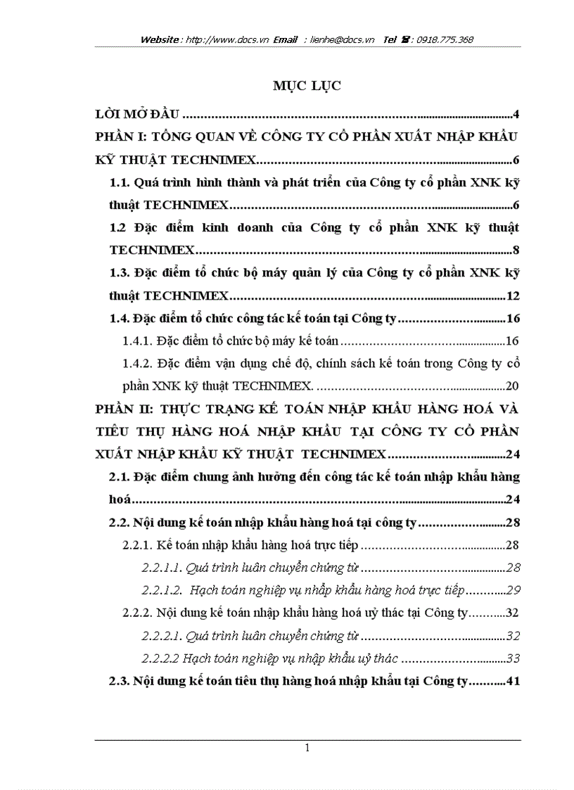 1số giải pháp hoàn thiện công tác kế toán nhập khẩu hàng hoà và tiêu thụ hàng hoá nhập khẩu tại Công ty CP XNK kỹ thuật Technimex