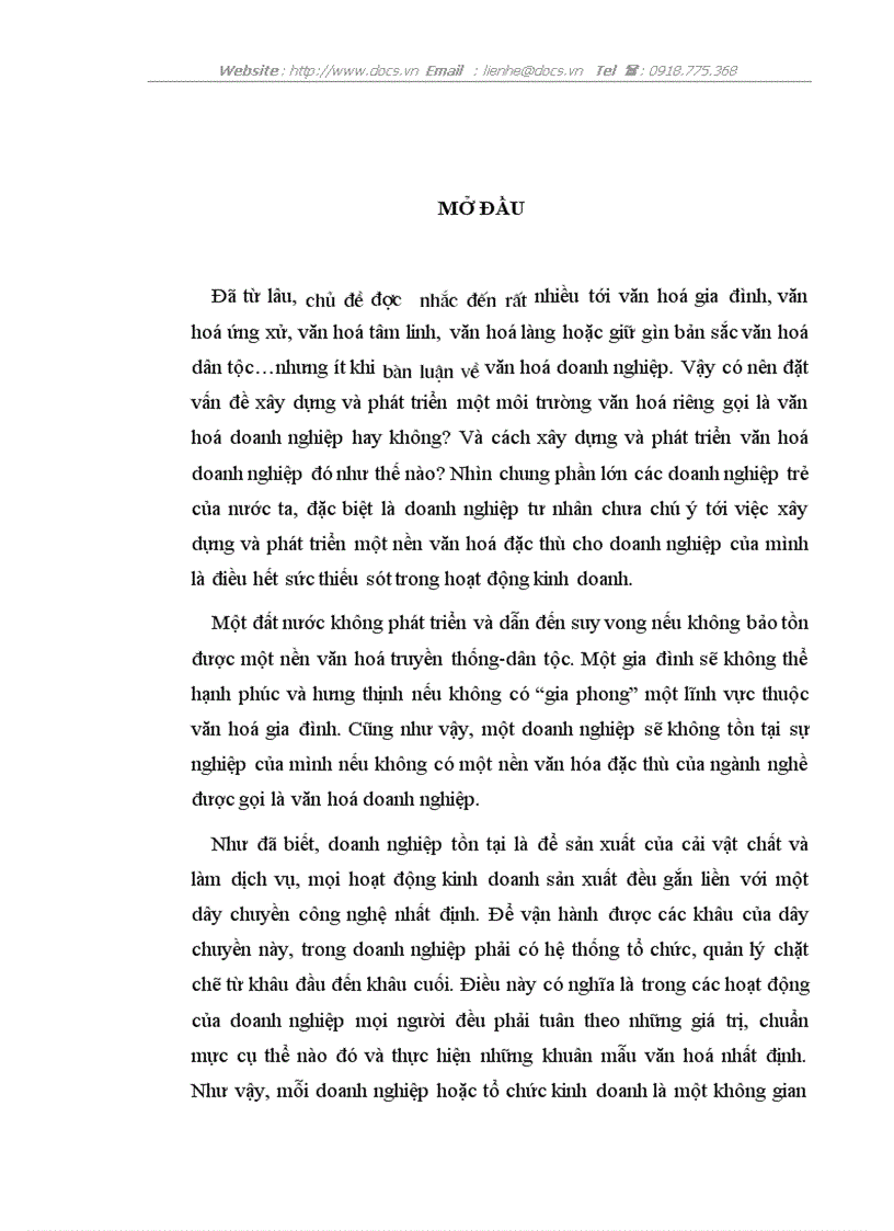 Xây dựng phát triển văn hoá doanh nghiệp sau khi VN ra nhập WTO lt văn hoá gt