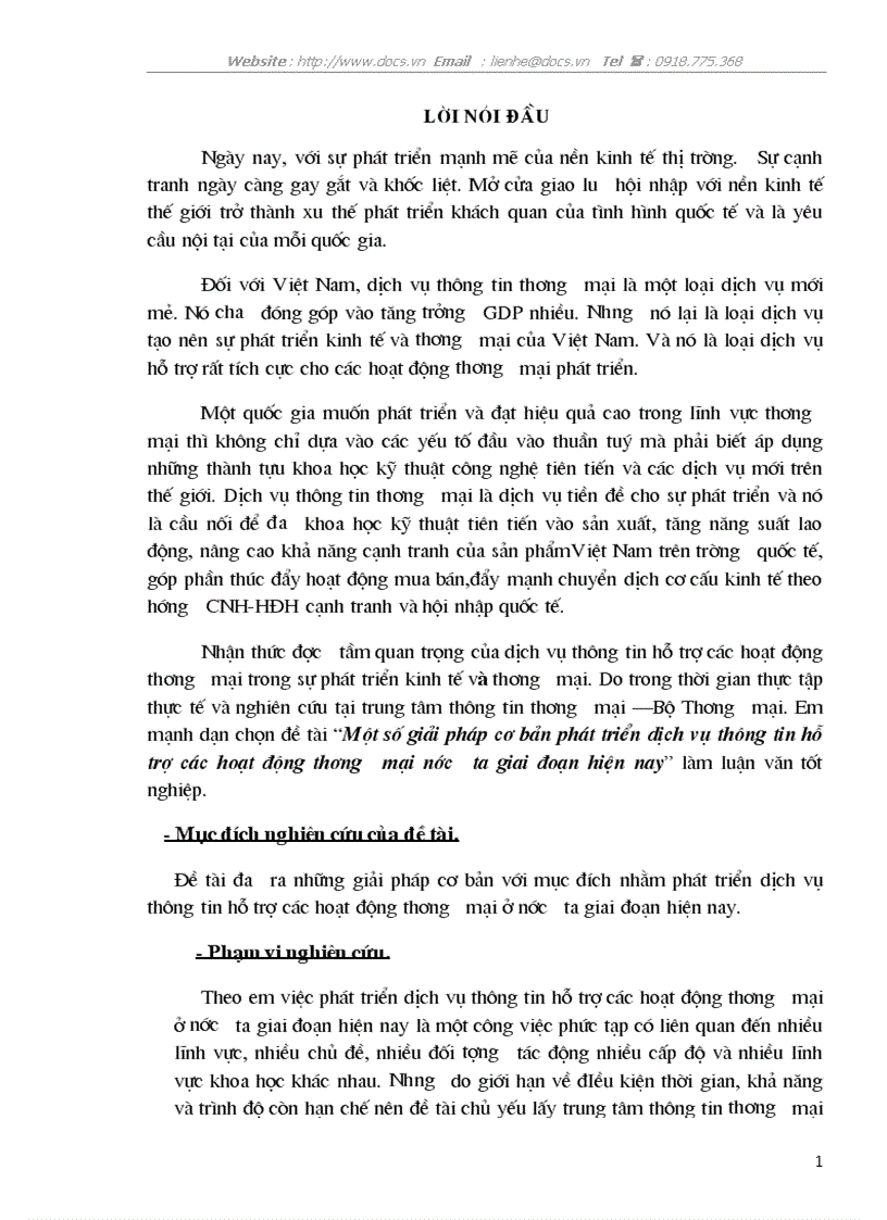 Một số giải pháp cơ bản phát triển dịch vụ thông tin hỗ trợ các hoạt động thương mại nước ta giai đoạn hiện nay