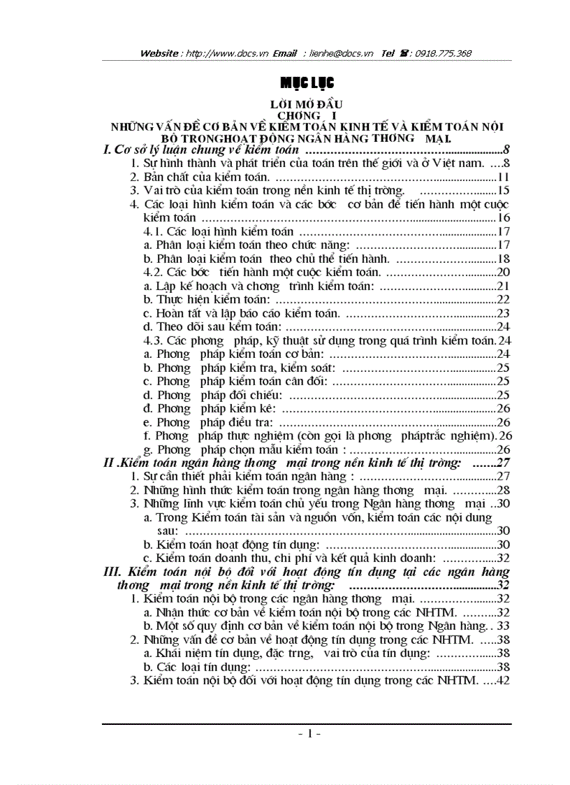 Những vấn đề cơ bản về kiểm toán kinh tế và kiểm toán nội bộ tronghoạt động ngân hàng thương mại