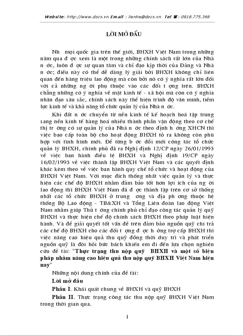 Thực trạng thu nộp quỹ BHXH và một số biện pháp nhằm nâng cao hiệu quả thu nộp quỹ BHXH Việt Nam hiện nay