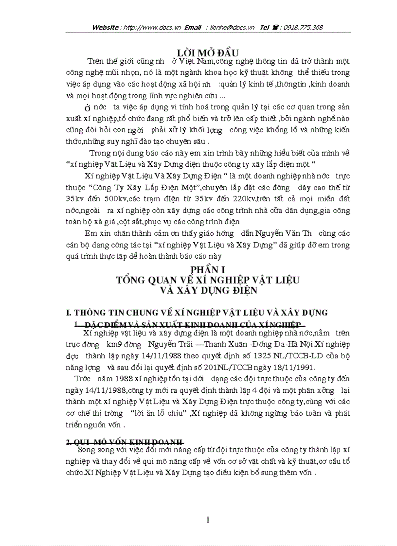 Tại xí nghiệp vật tư xây dựng