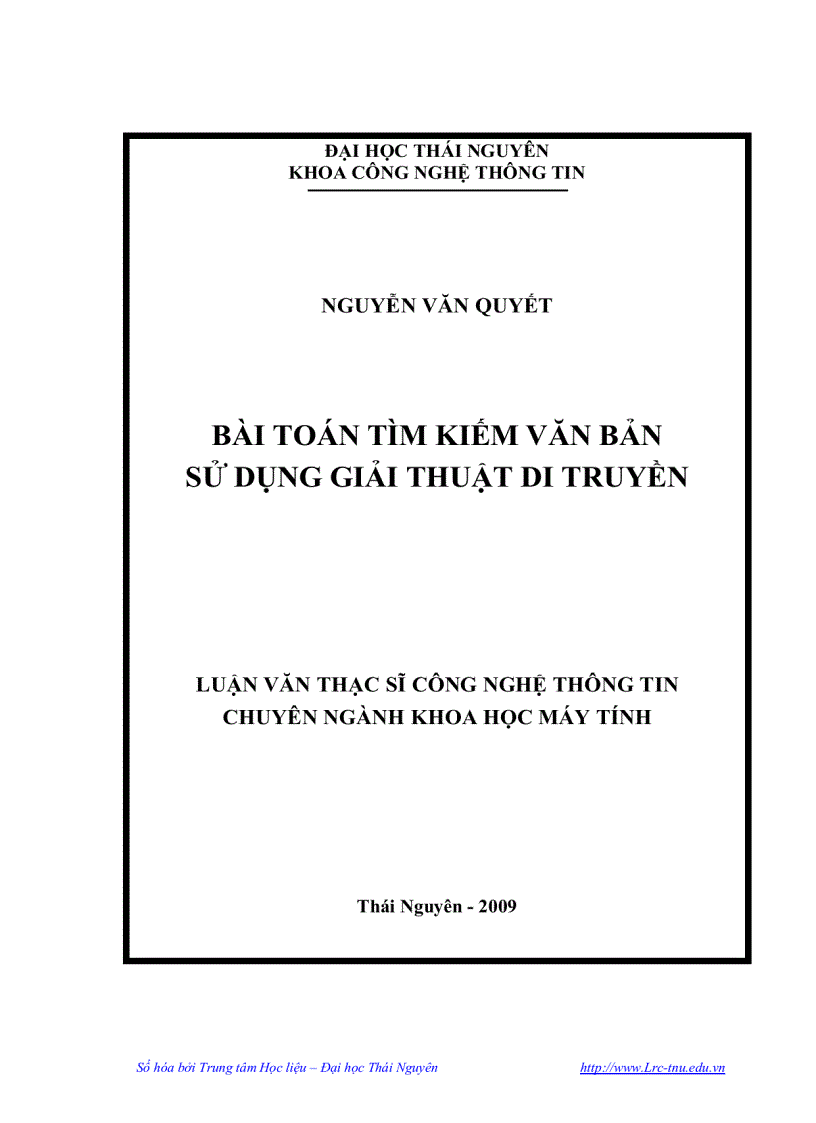 Bài Toán tìm kiếm văn bản sử dụng giải thuật di truyền