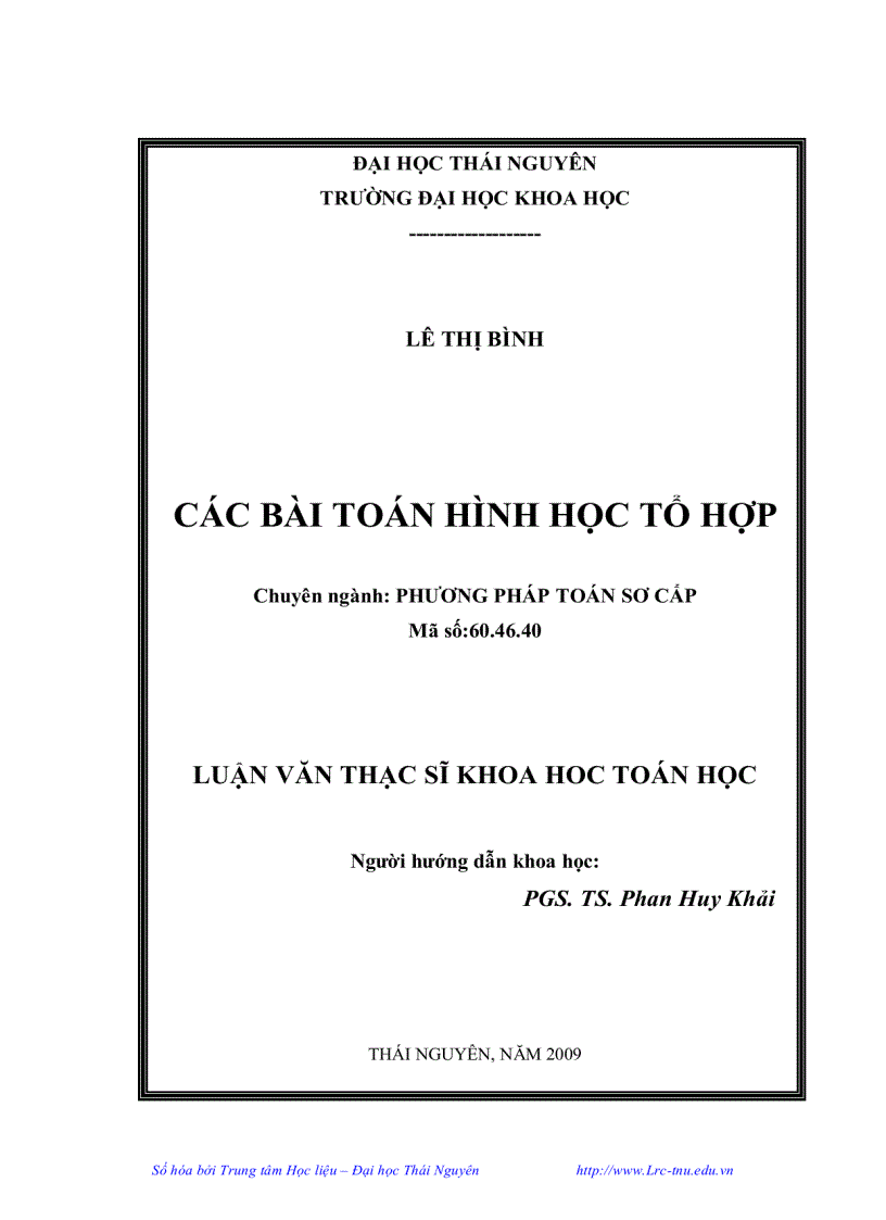 Các bài toán Hình học tổ hợp