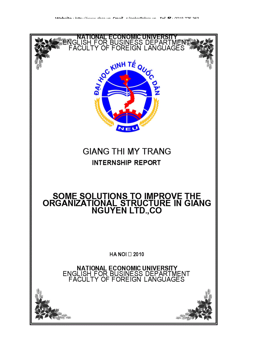 Some solutions to improve the organizational structure in Giang Nguyen Ltd Co