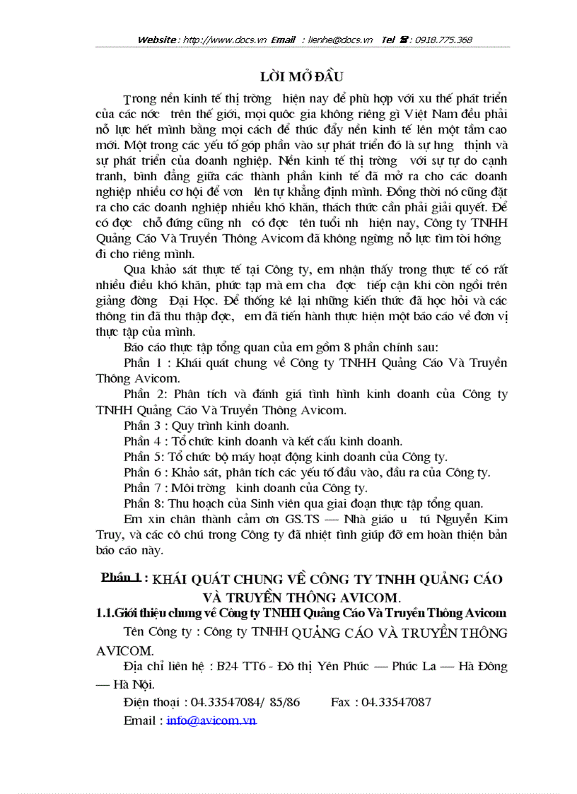 Tại Công ty TNHH Quảng Cáo Và Truyền Thông Avicom tổng quan