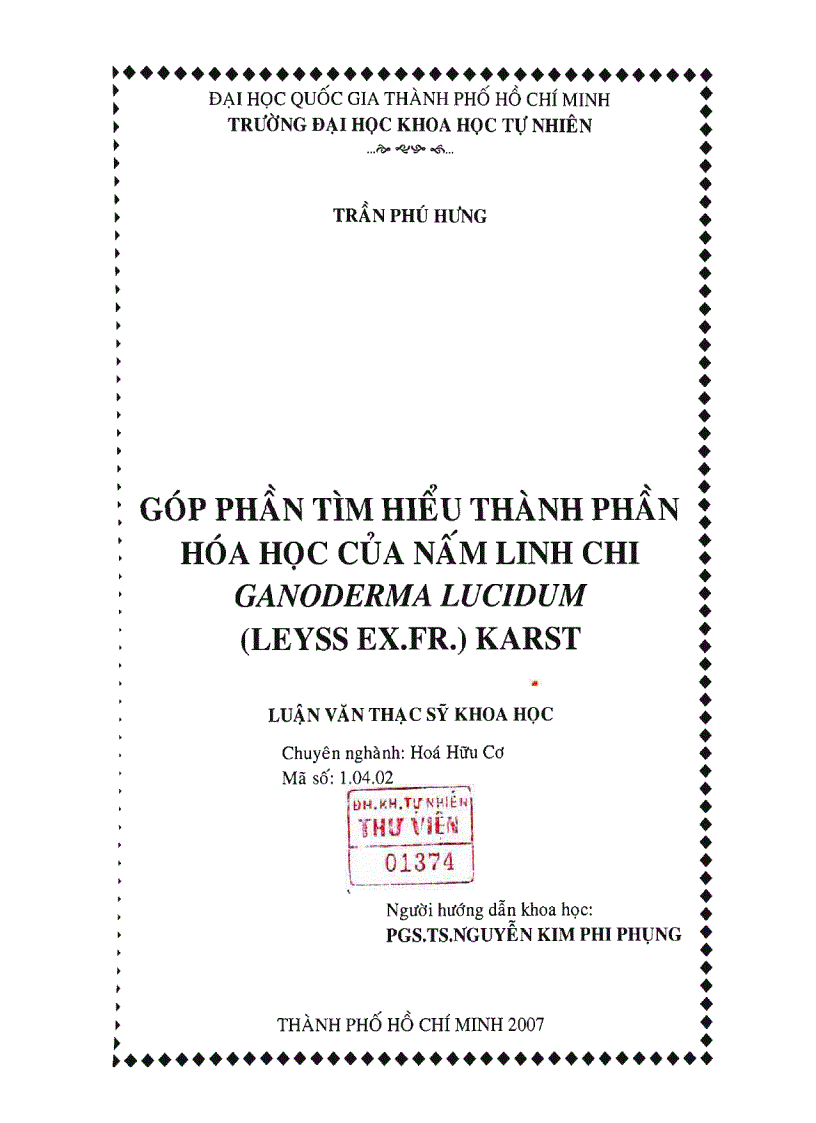 Góp phần tìm hiểu thành phần hóa học của nấm linh chi ganoderma lucidum leyss ex fr karst
