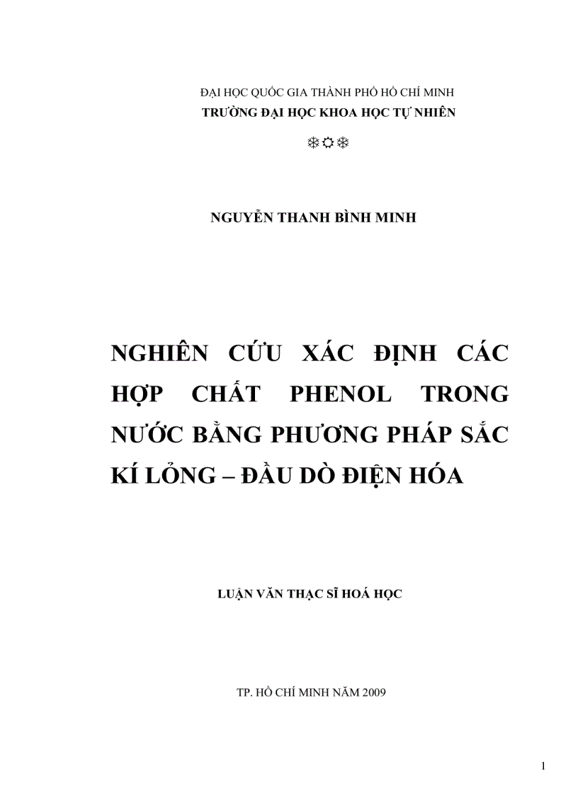 Nghiên cứu xác định các hợp chất phenol trong nước bằng phương pháp sắc kí lỏng đầu dò điện hóa