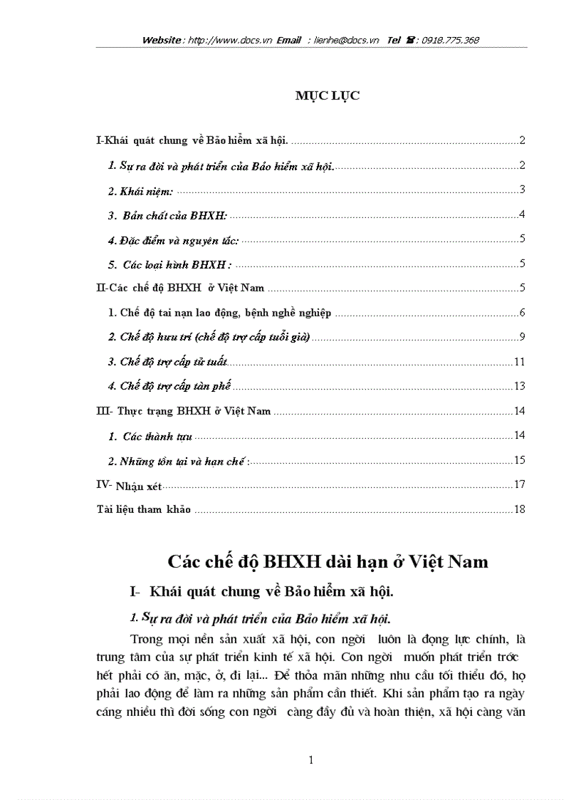 Các chế độ BHXH dài hạn ở Việt Nam