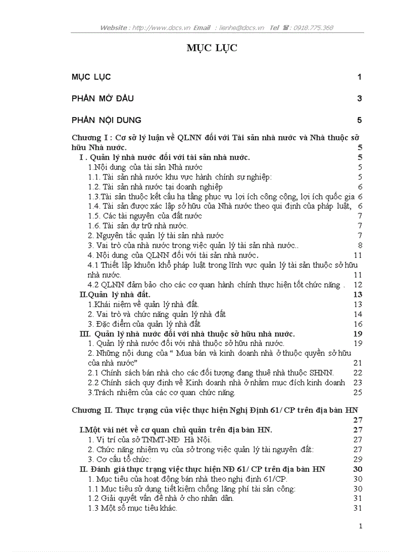 Thực trạng của việc thực hiện Nghị Định 61 CP trên địa bàn HN