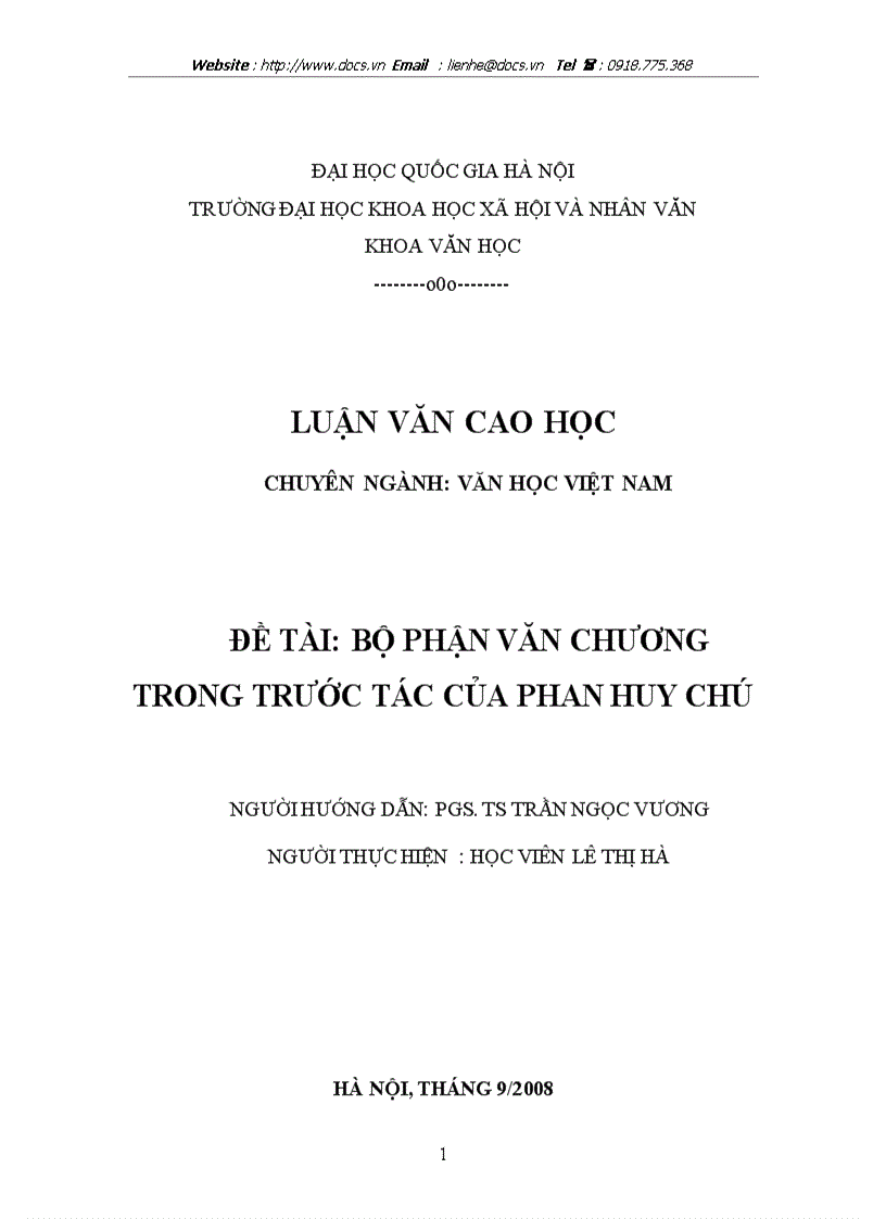 Bộ phận văn chương trong trước tác của phan huy chú