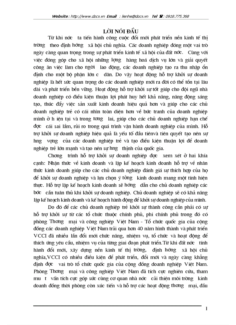 Một số giải pháp nhằm nâng cao hoạt động hỗ trợ khởi sự doanh nghiệp tại Phòng Thương Mại và Công Nghiệp Việt Nam