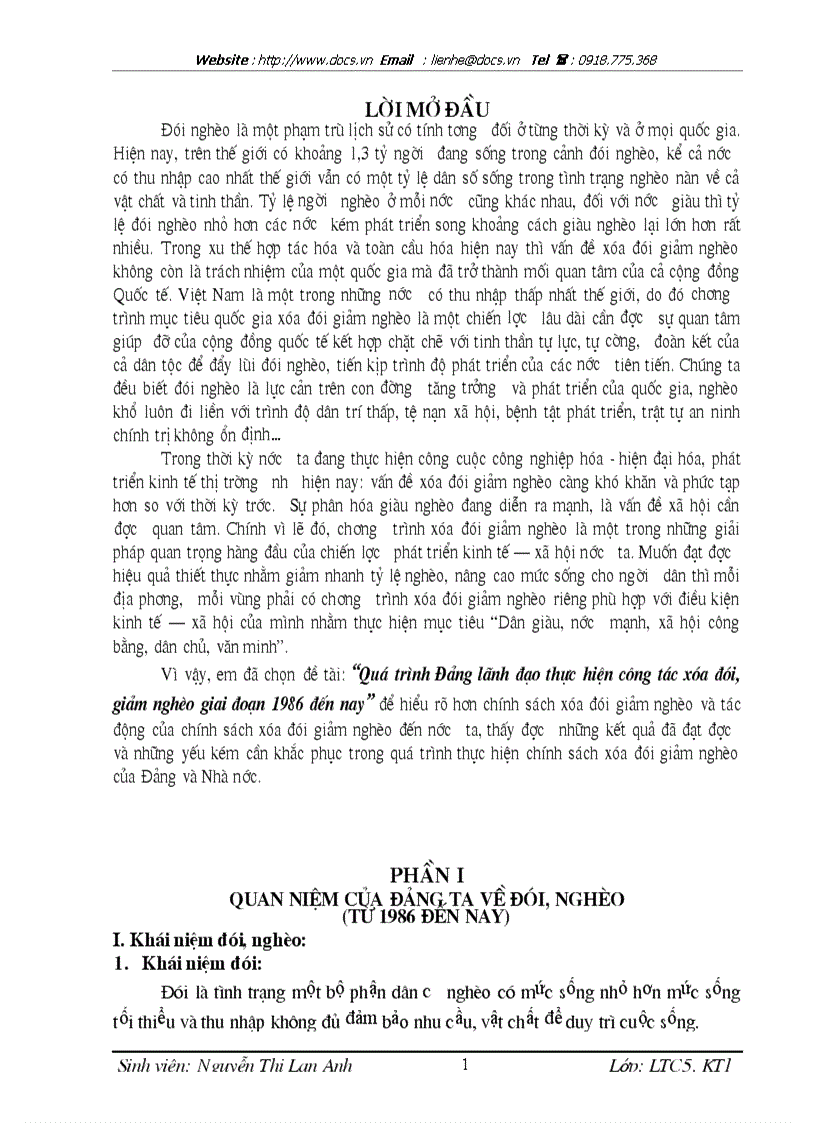 Quá trình Đảng lãnh đạo thực hiện công tác xoá đói giảm nghèo giai đoạn 1986 đến nay