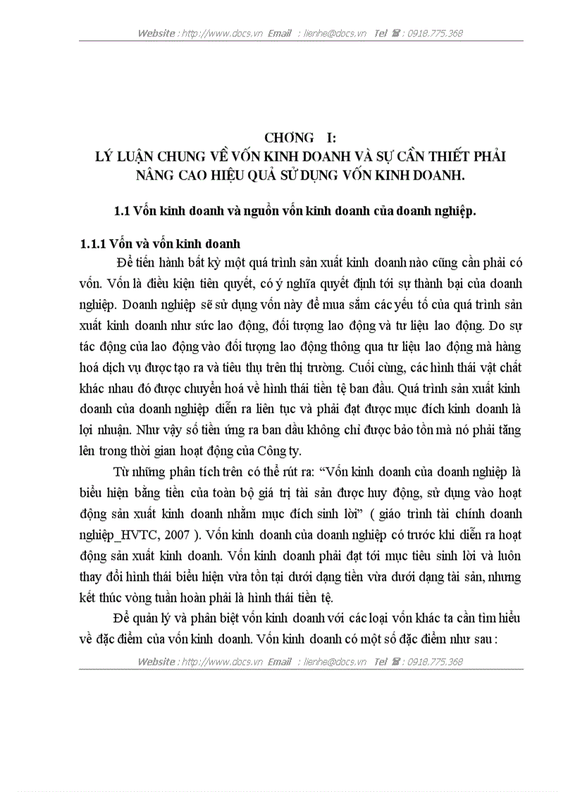 Thực trạng về tình hình tổ chức và hiệu quả sử dụng Vốn kinh doanh tại Công ty CP XNK tổng hợp I việt nam