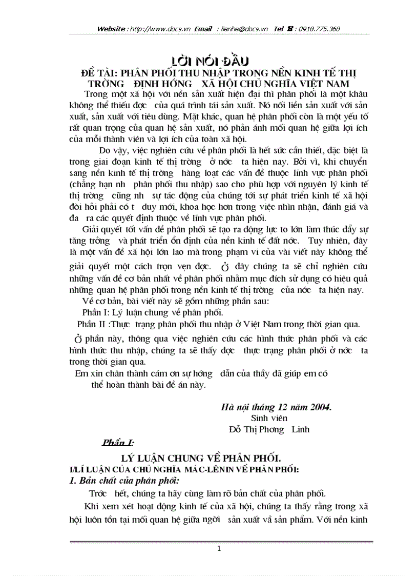 Phân phối thu nhập trong nền kinh tế thị trường định hướng xã hội chủ nghĩa việt nam