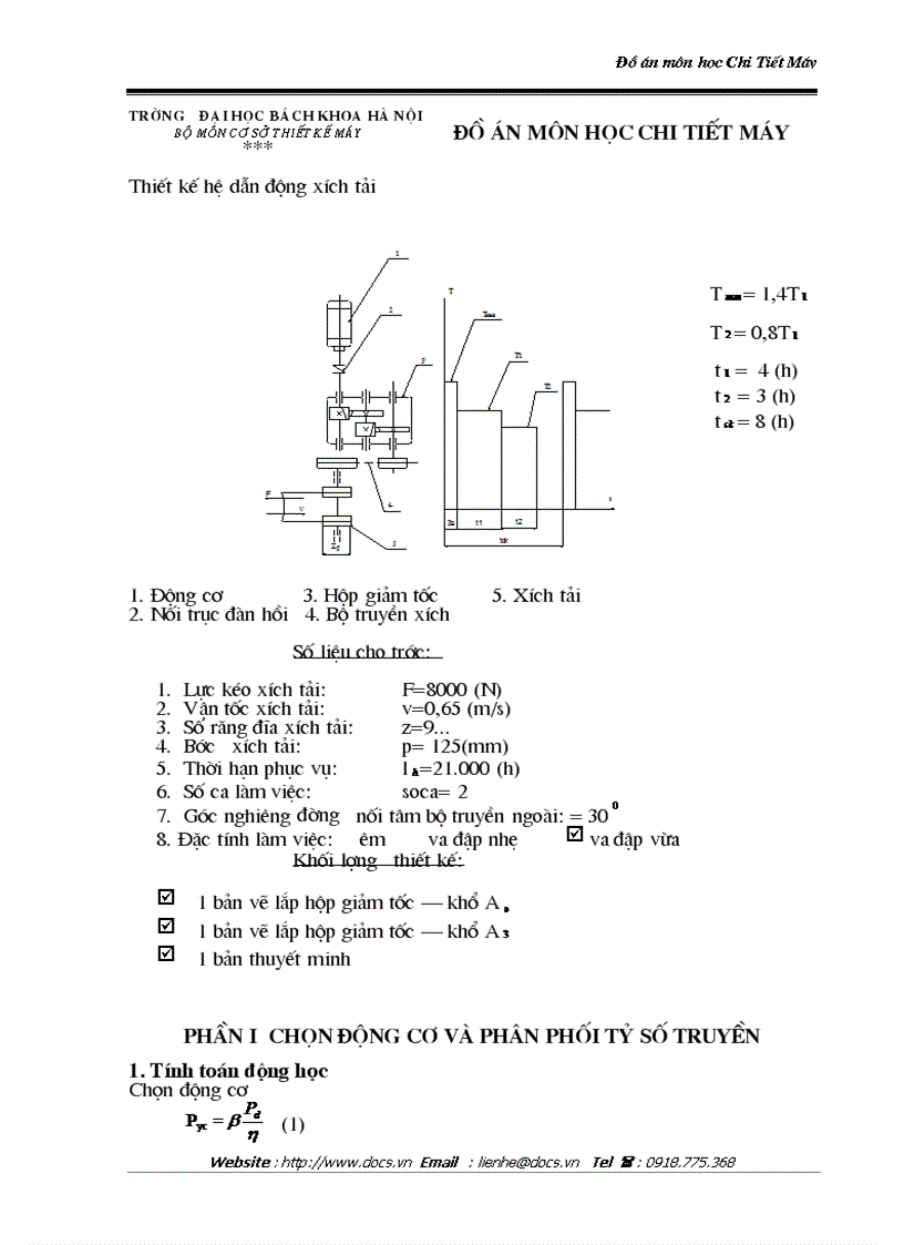 Đồ án môn học chi tiết máy