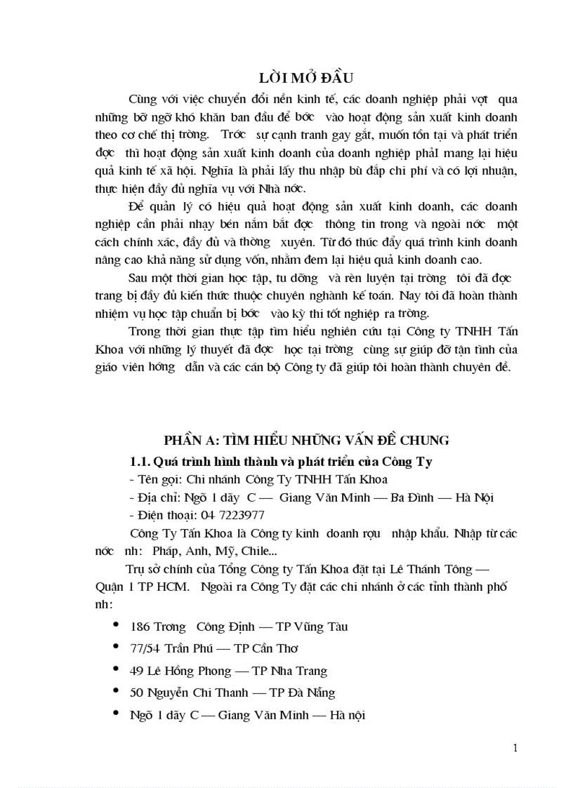 Hoàn thiện công tác kế toán tại ở Công ty TNHH Tấn Khoa