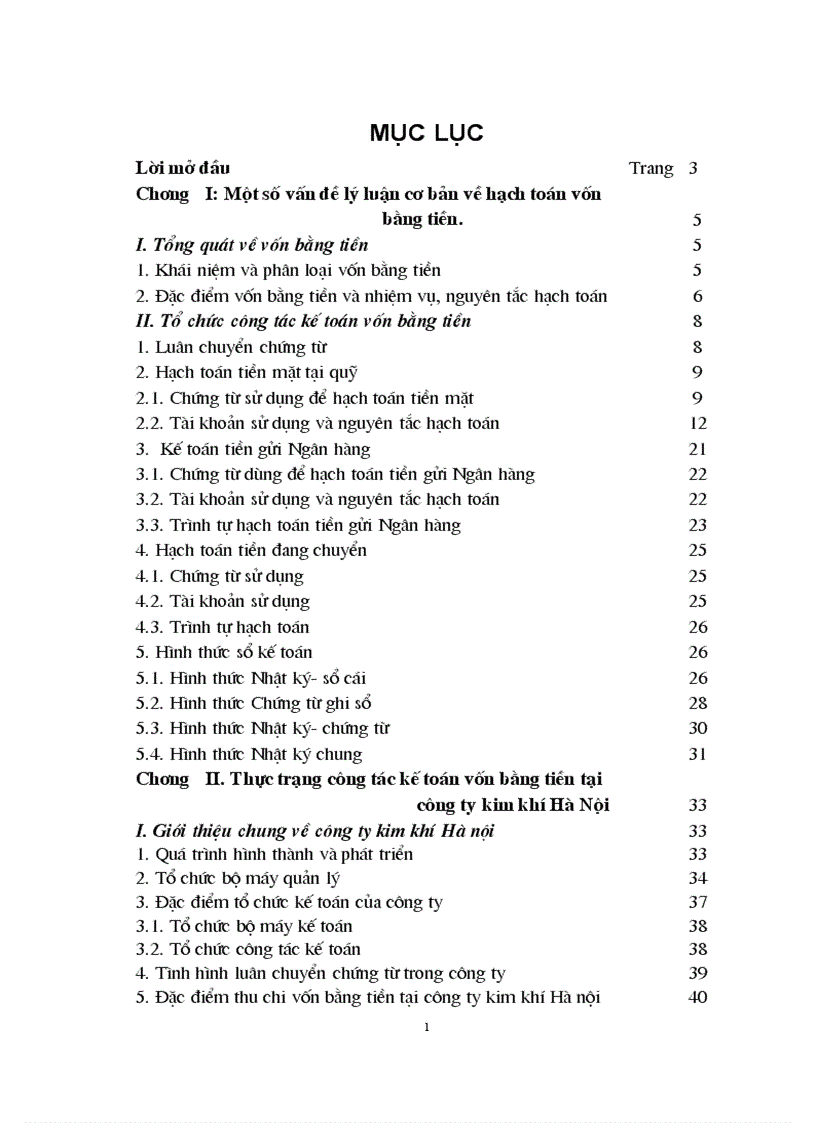 Một số giải pháp góp phần hoàn thiện công tác hạch toán vốn bằng tiền tại công ty kim khí Hà Nội