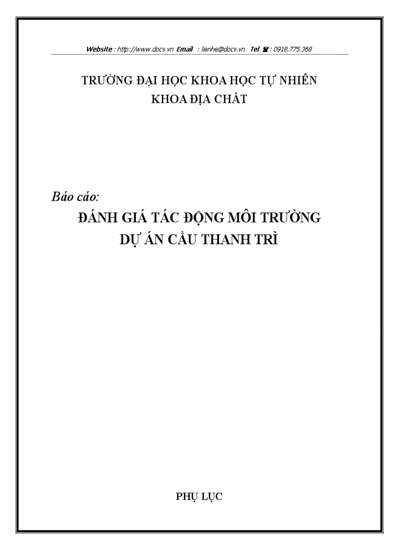 Đánh giá tác động môi trường dự án cầu thanh trì