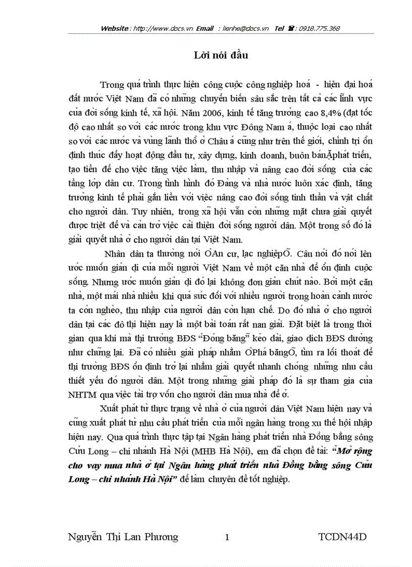 Mơ rô ng cho vay mua nha ơ ta i Ngân ha ng pha t triê n nha Đô ng bă ng sông Cư u Long chi nha nh Ha Nô i
