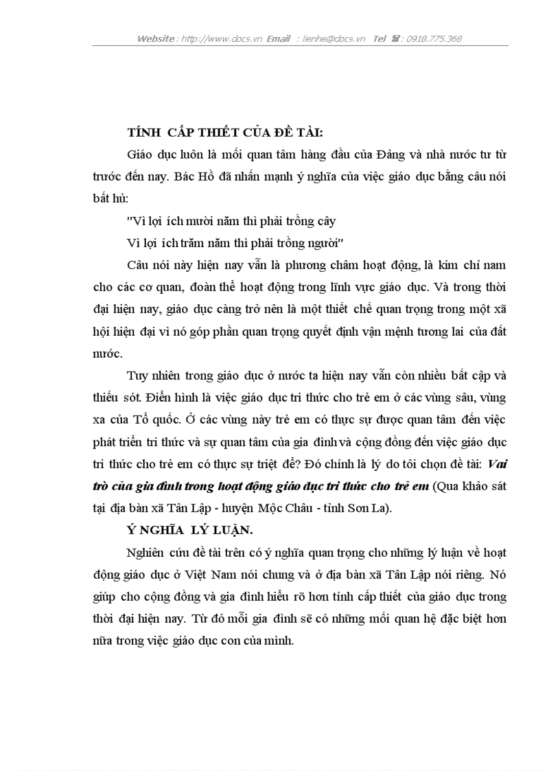 Vai trò của gia đình trong hoạt động giáo dục tri thức cho trẻ em