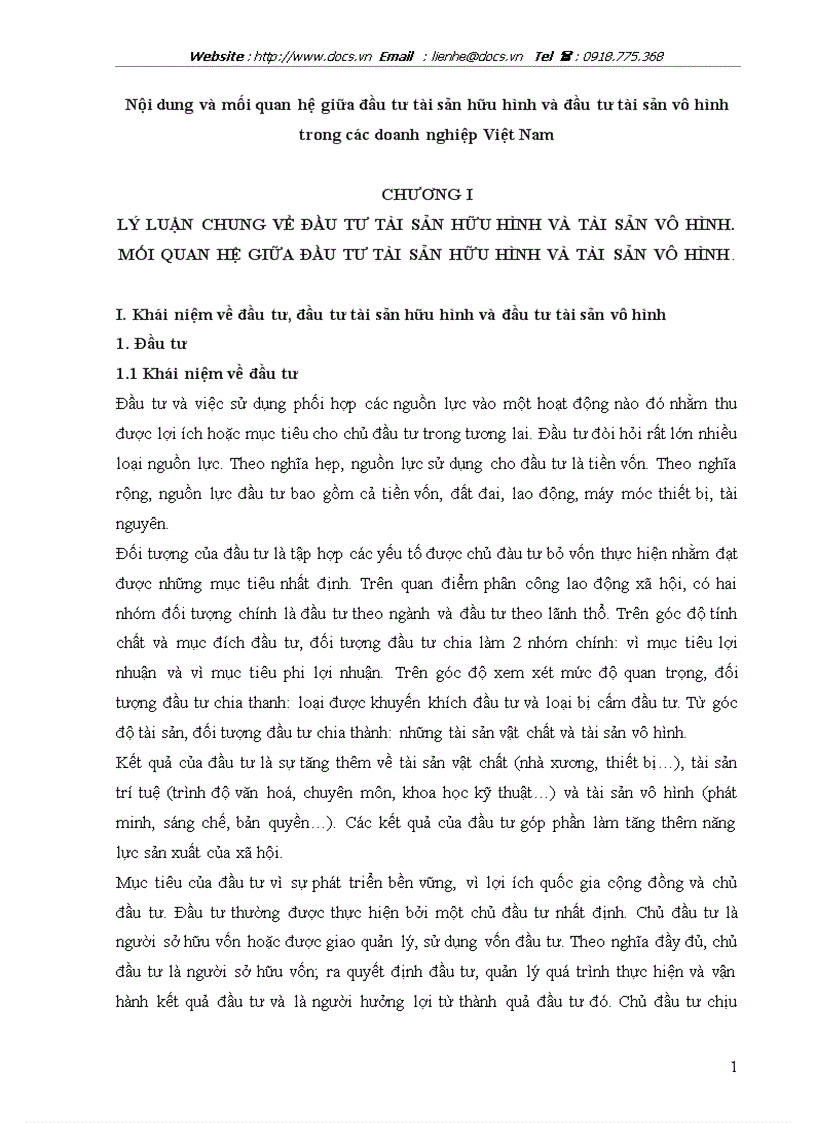Nội dung và mối quan hệ giữa đầu tư tài sản hữu hình và đầu tư tài sản vô hình trong các Doanh nghiệp Việt Nam