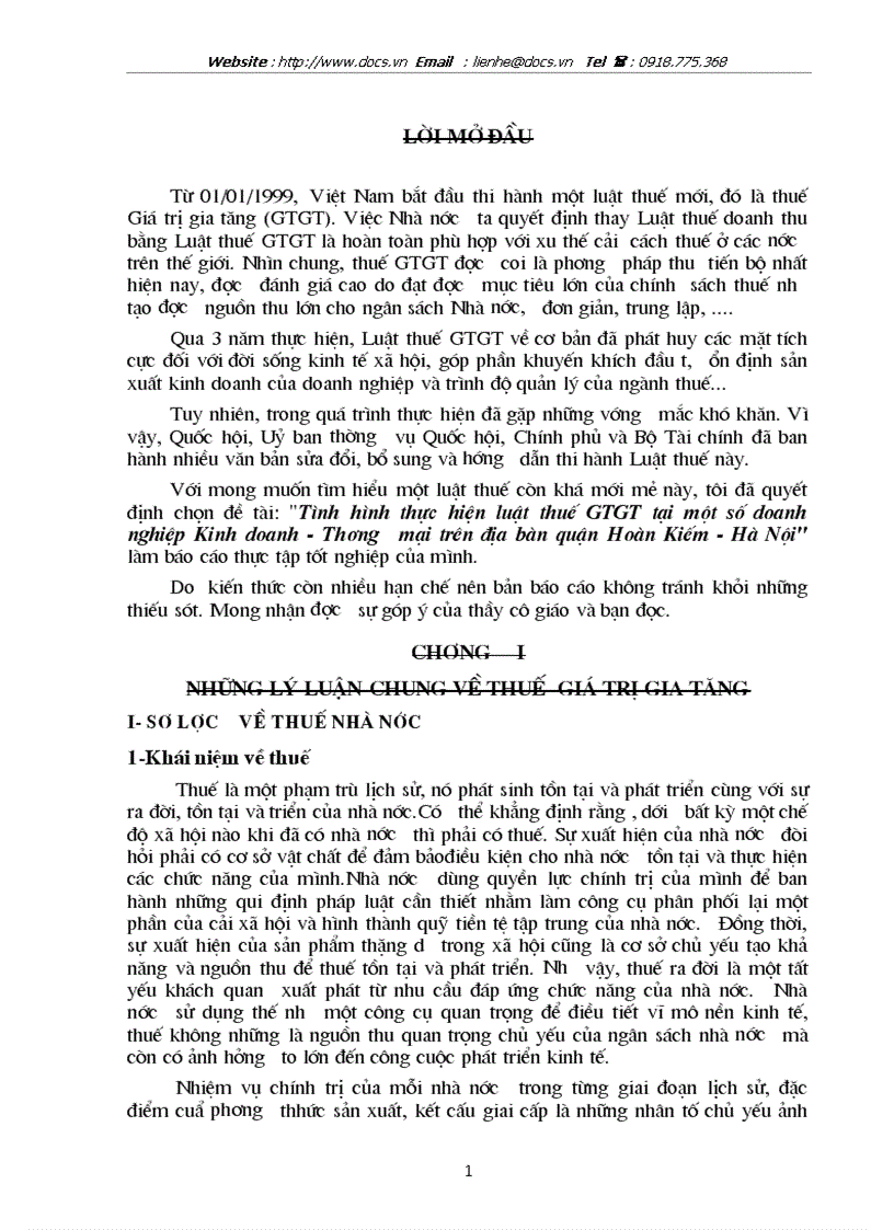 Tình hình thực hiện luật thuế GTGT tại một số doanh nghiệp Kinh doanh Thương mại trên địa bàn quận Hoàn Kiếm Hà Nội