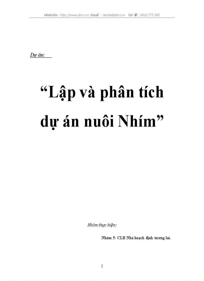 Lập và phân tích dự án nuôi Nhím