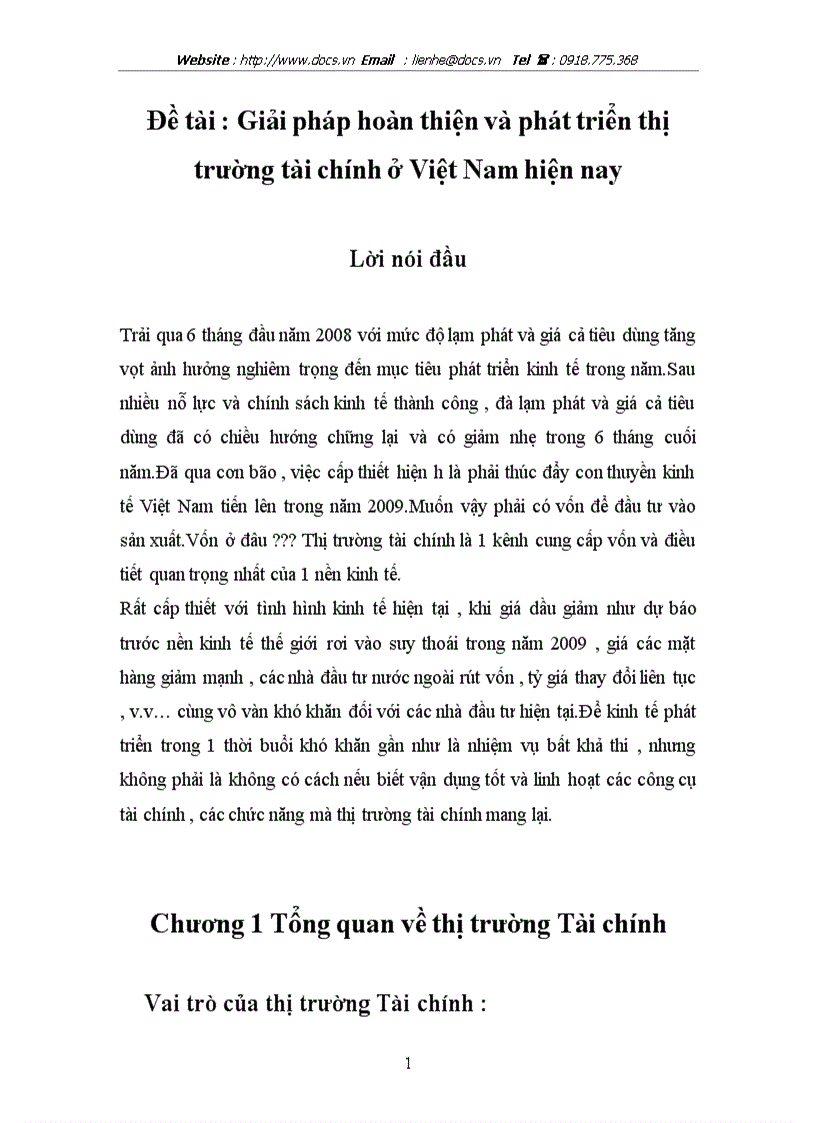 Giải pháp hoàn thiện và phát triển thị trường tài chính ở Việt Nam hiện nay