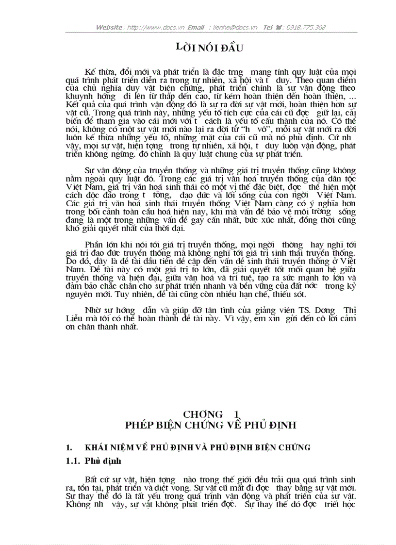 Phép biện chứng về phủ định P tích việc kế thừa phát huy sáng tạo các giá trị truyền thống trong điều kiện hiện nay