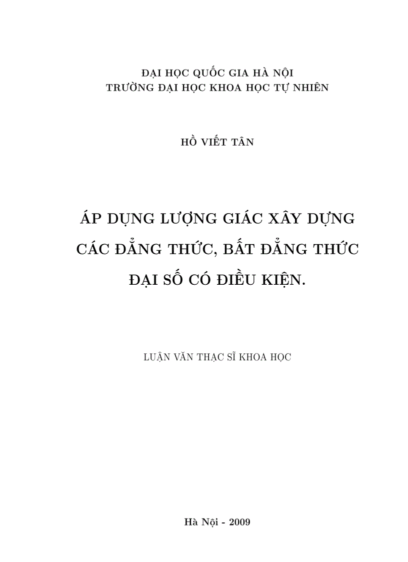 Áp dụng lượng giác xây dựng các đẳng thức bất đẳng thức đại số có điều kiện