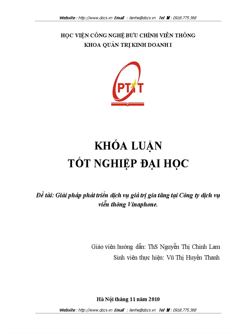 Giải pháp phát triển dịch vụ giá trị gia tăng tại Công ty dịch vụ viễn thông Vinaphone