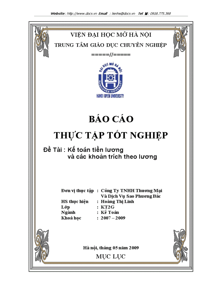 Kế toán tiền lương và các khoản trích theo lương tại công ty TNHH thương mại và dịch vụ Sao Phương Bắc