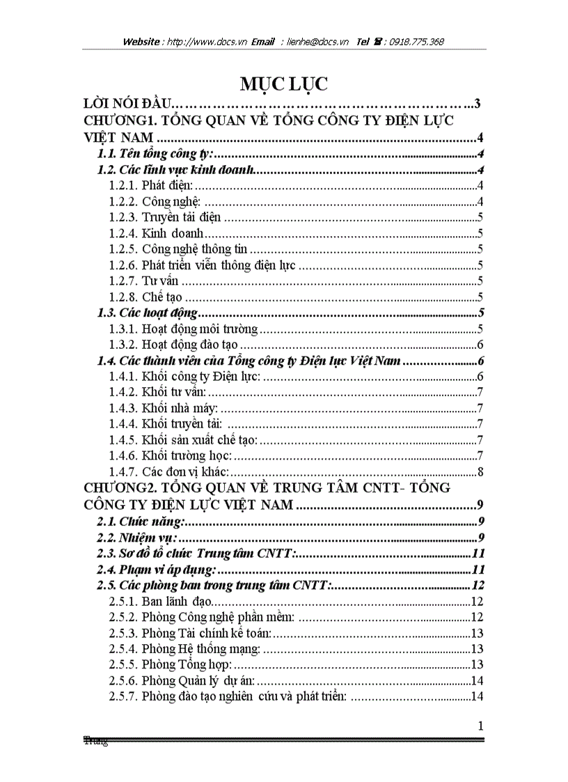 Tổng quan về trung tâm cntt tổng công ty điện lực việt nam