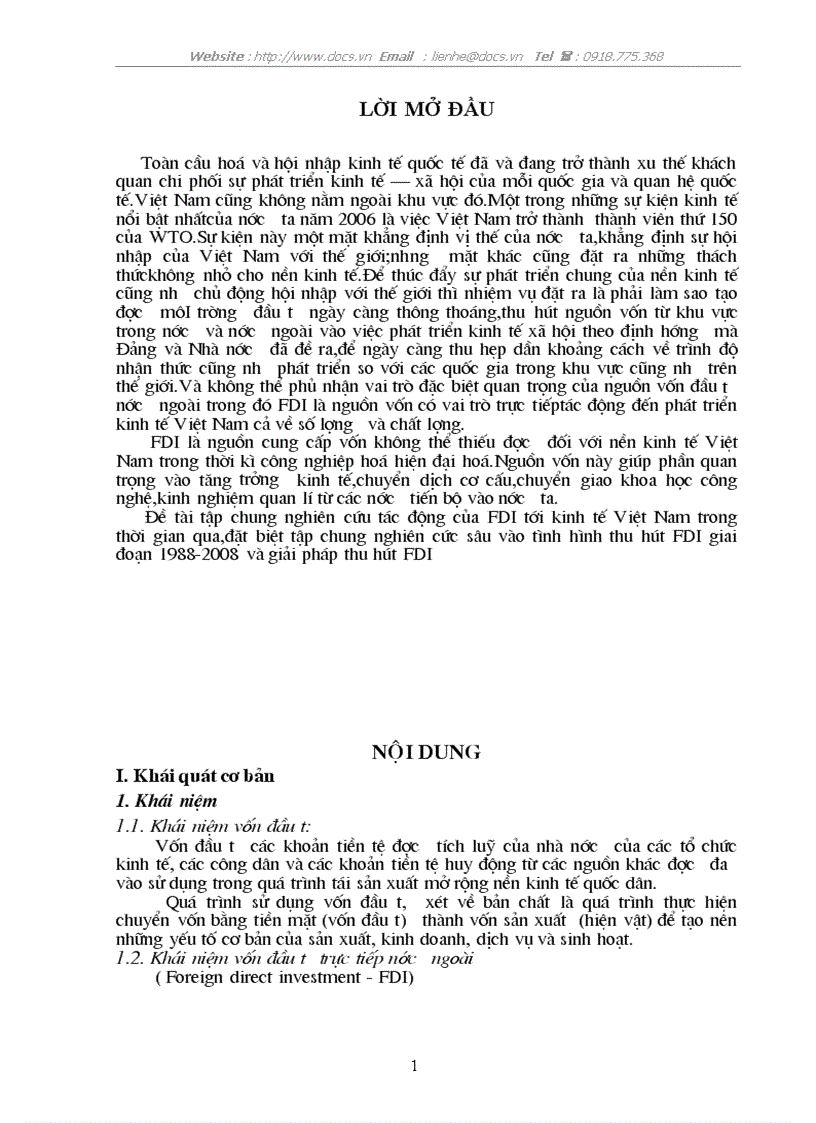 Tình hình thu hút FDI giai đoạn 1988 2008 và giải pháp thu hút FDI