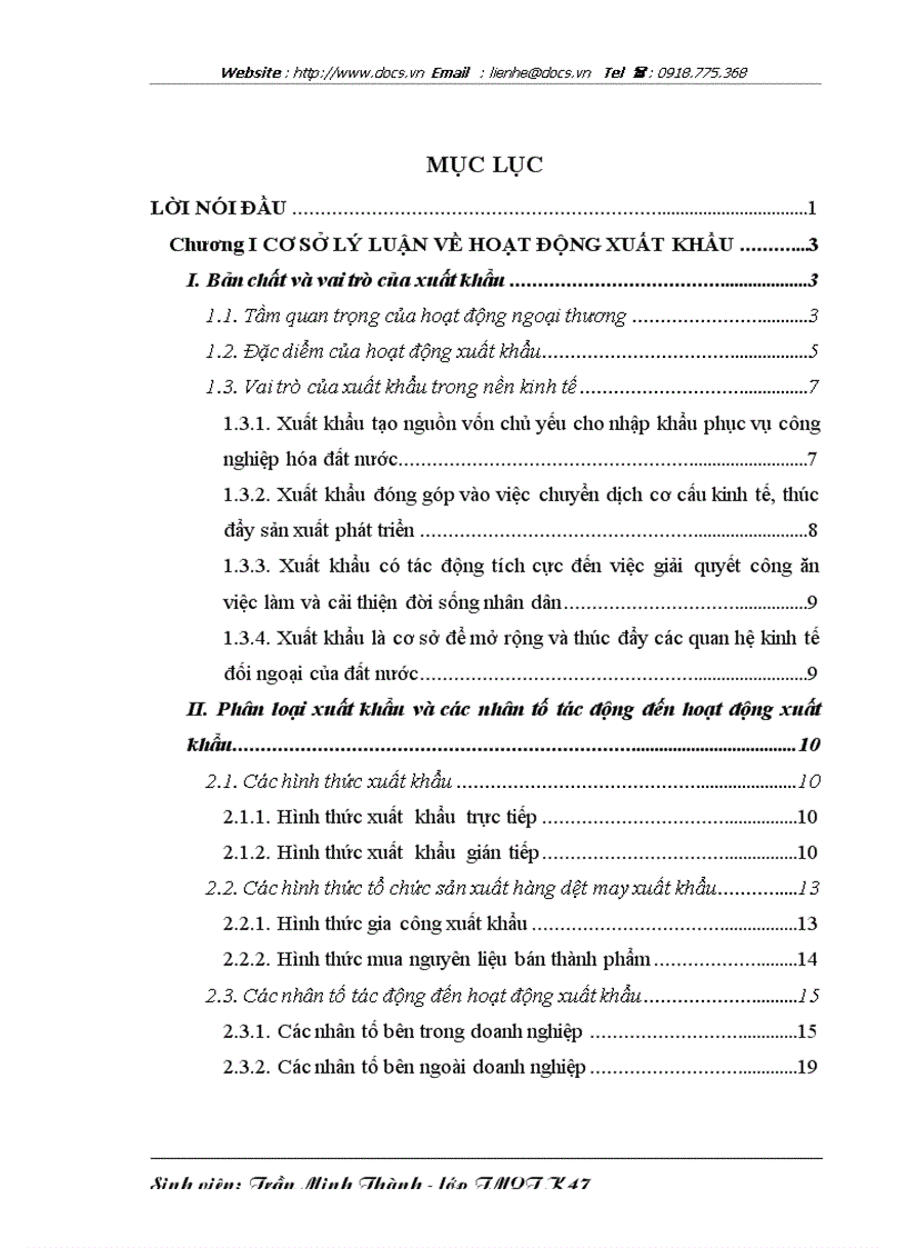 Những giải pháp thúc đẩy hoạt động xuất khẩu hàng dệt may của công ty may Tùng Phương