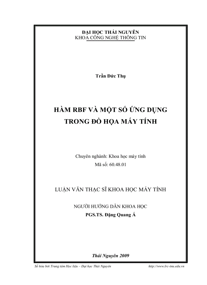 Hàm RBF và một số ứng dụng trong đồ họa máy tính