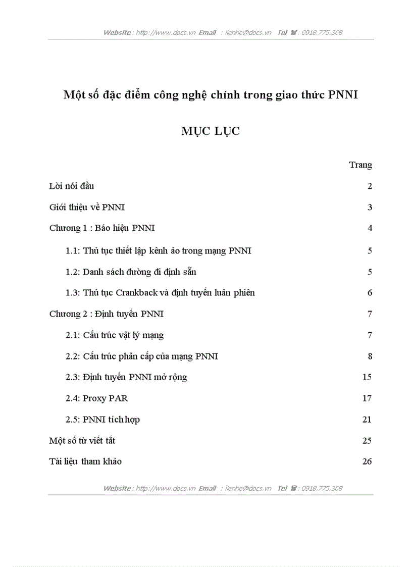 Một số đặc điểm công nghệ chính trong giao thức PNNI