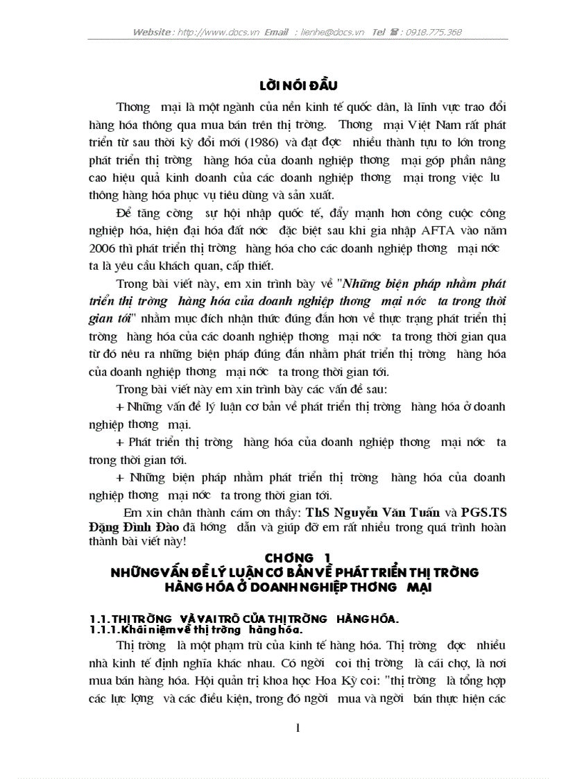 Những biện pháp nhằm phát triển thị trường hàng hóa của doanh nghiệp thương mại nước ta trong thời gian tới