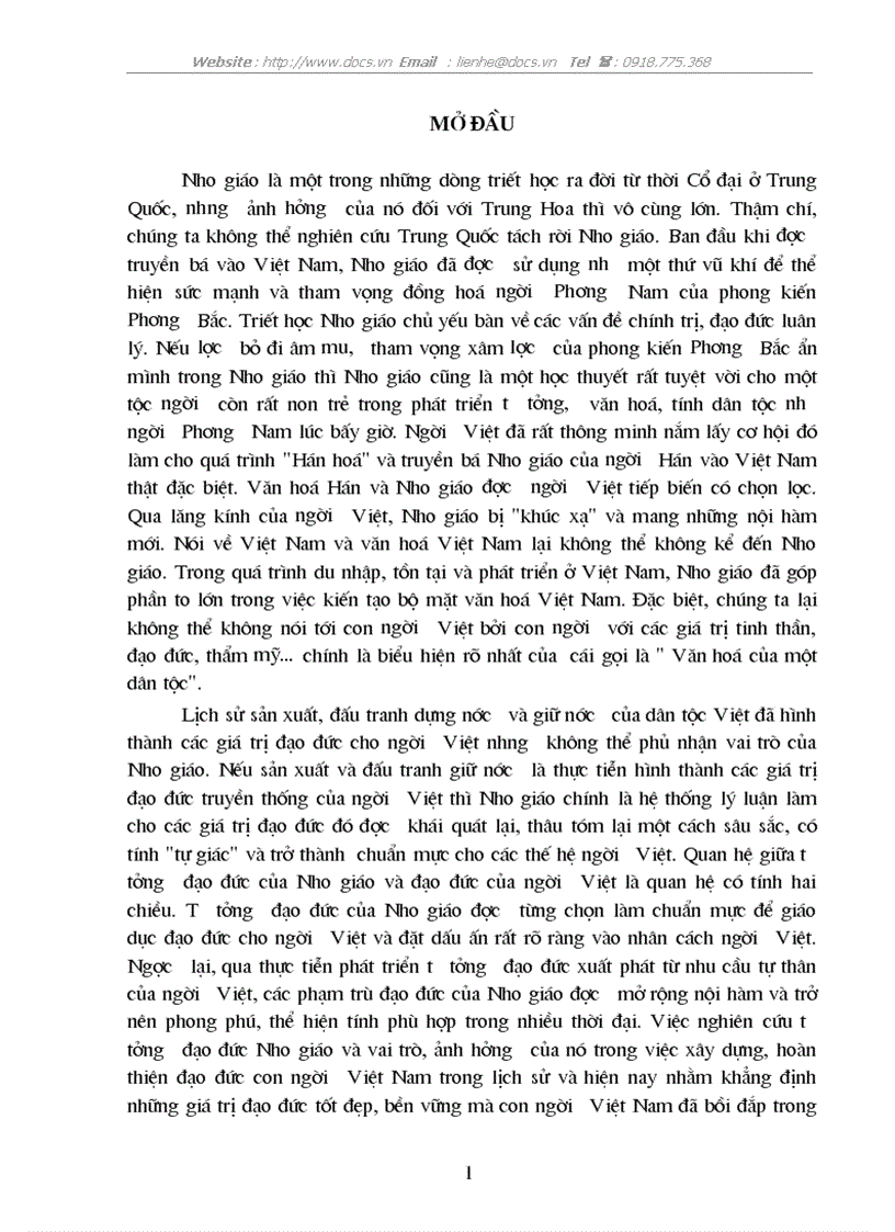 Nho giáo tư tưởng đạo đức của Nho giáo ảnh hưởng của nó đến xã hội VN