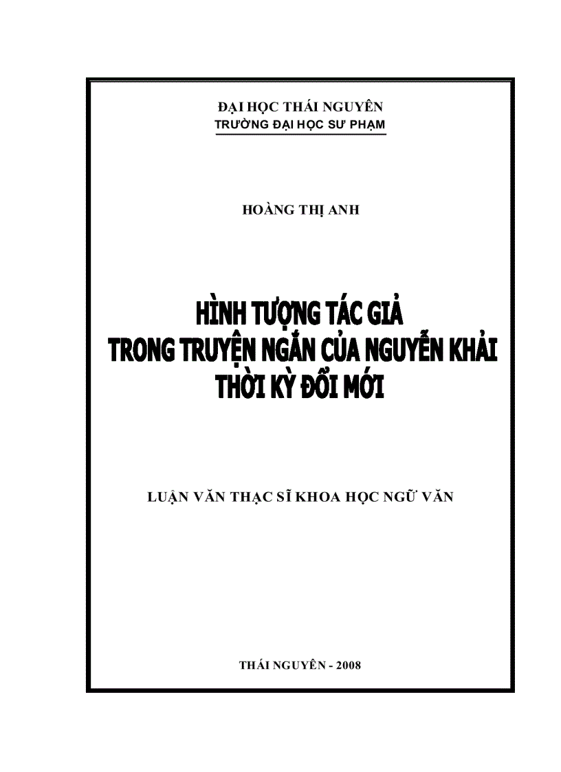 Hình tượng tác giả trong truyện ngắn của Nguyễn Khải thời kỳ đổi mới