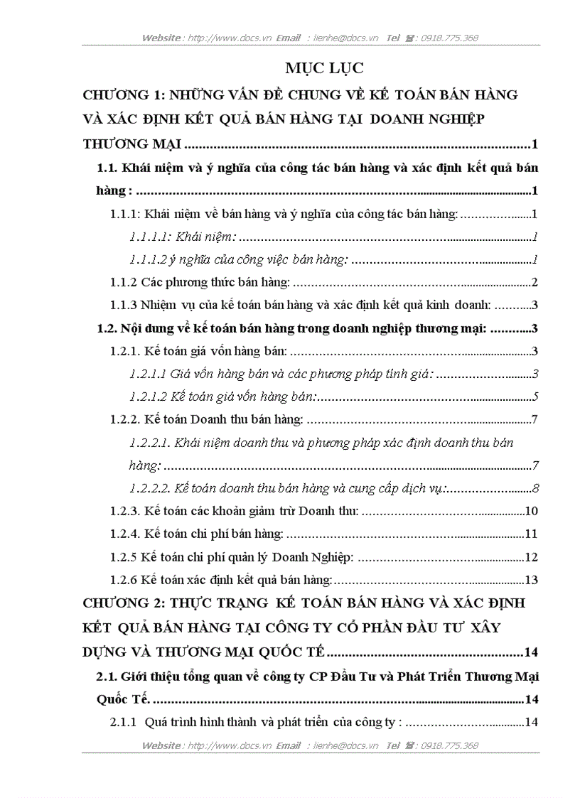 Thực trạng kế toán bán hàng xác định kết quả bán hàng tại C ty CP đầu tư xây dựng thương mại quốc tế lt KTDNTM gt