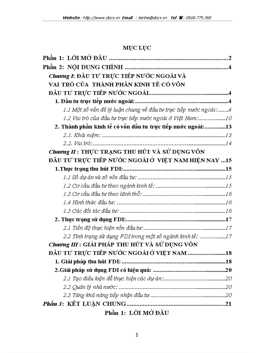 Vai trò của thành phần kinh tế có vốn đầu tư trực tiếp nước ngoài thực trạng và giải pháp thu hút sử dụng vốn đầu tư trực tiếp nước ngoài ở Việt Nam